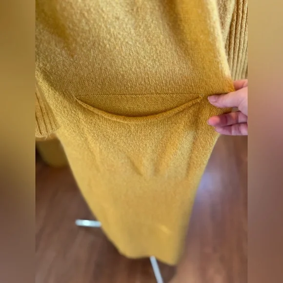 Yellow Hooded Cozy Shrug Long Cardigan - Picture 6 of 7